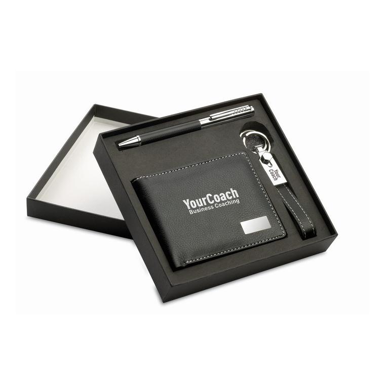 Set cadou:pix+breloc+portmoneu ELEGANCI Negru