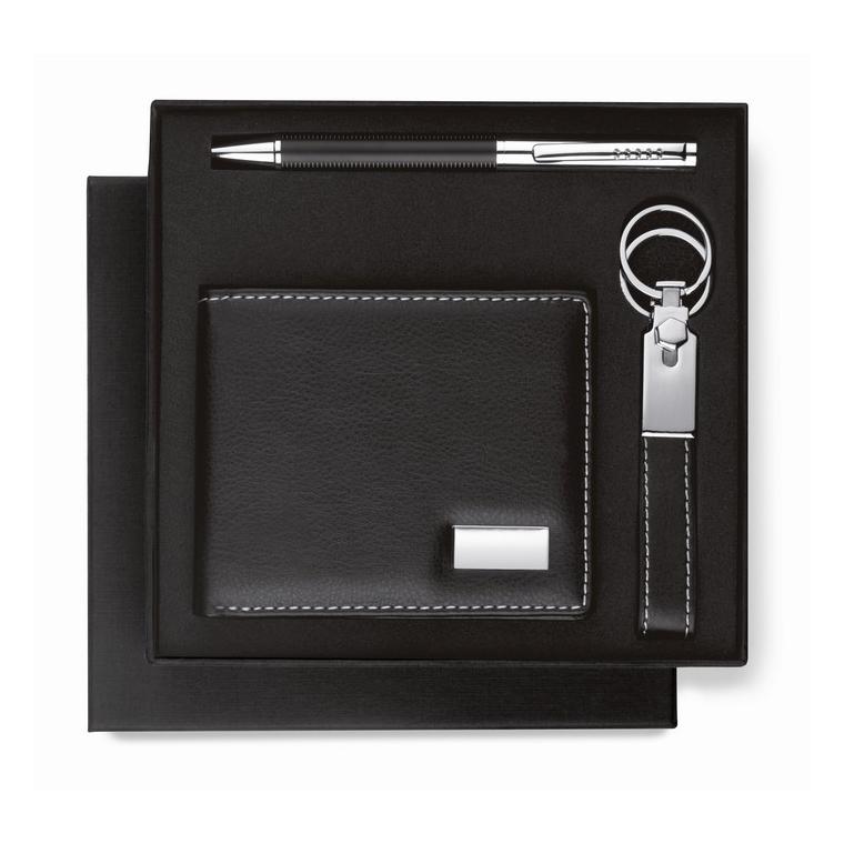 Set cadou:pix+breloc+portmoneu ELEGANCI Negru