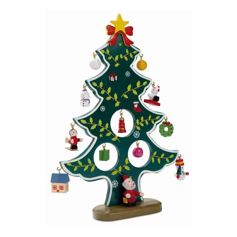 Decoraţiune brad de Crăciun, din lemn, WOODTREE Verde