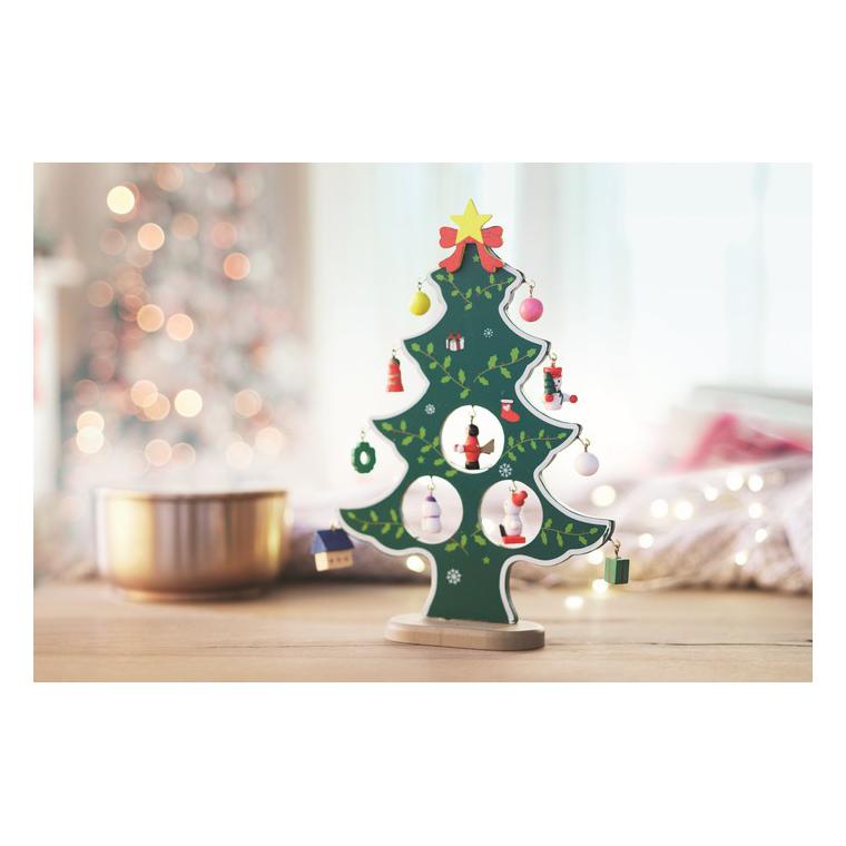 Decoraţiune brad de Crăciun, din lemn, WOODTREE Verde