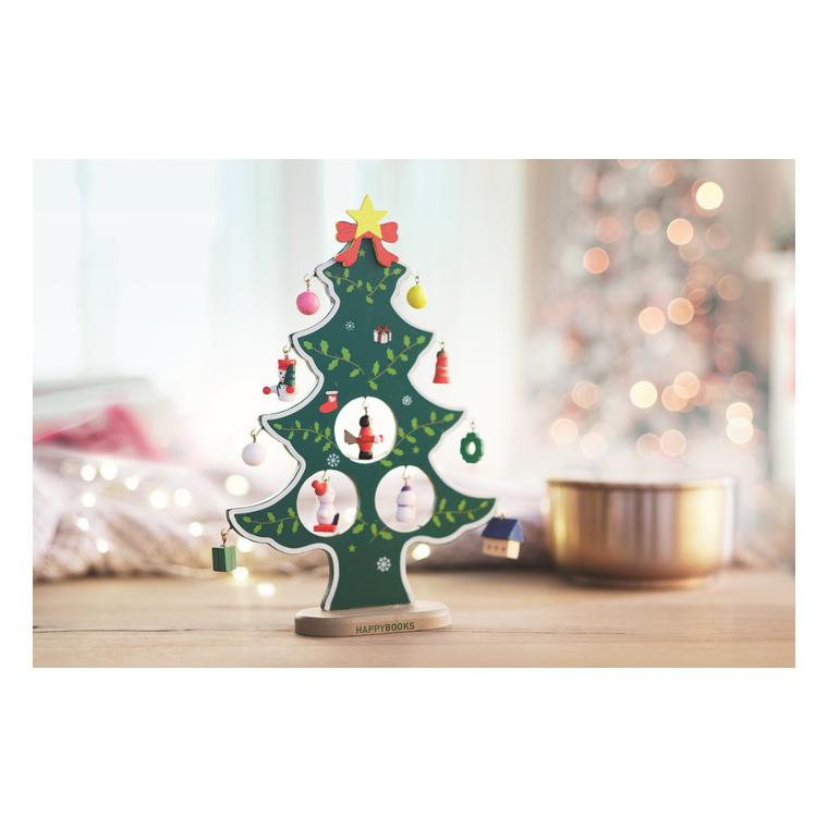 Decoraţiune brad de Crăciun, din lemn, WOODTREE Verde