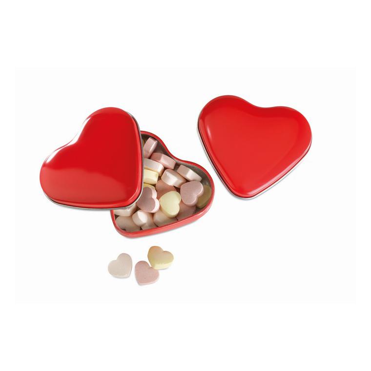 Cutie formă inimă cu bomoboane LOVEMINT Roșu
