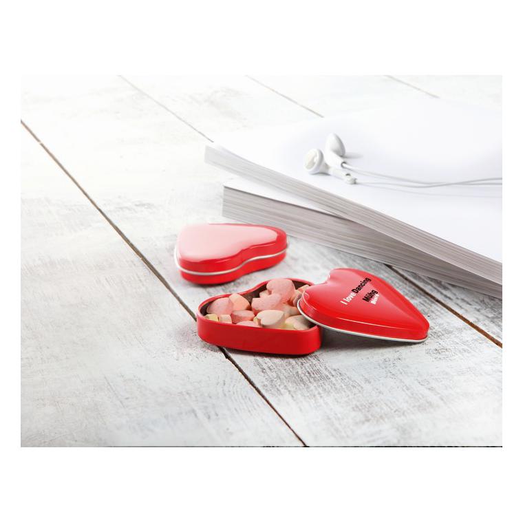 Cutie formă inimă cu bomboane LOVEMINT Roșu