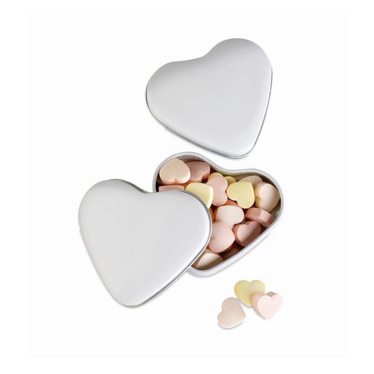 Cutie formă inimă cu bomboane LOVEMINT Alb