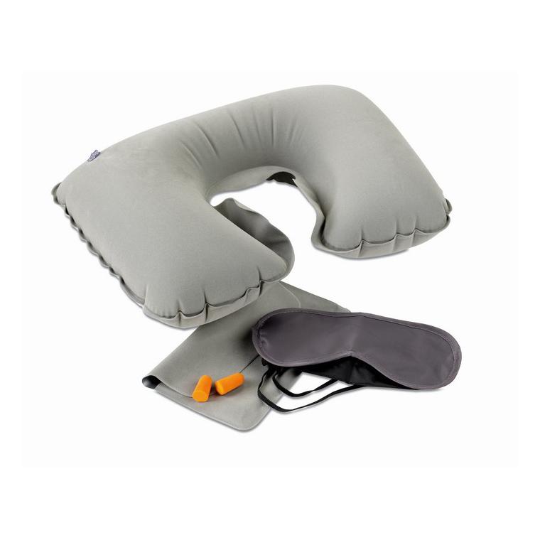 Set pernă, ochelari de noapte TRAVELPLUS Gri