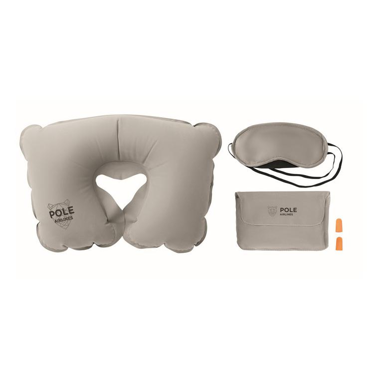 Set pernă, ochelari de noapte TRAVELPLUS Gri