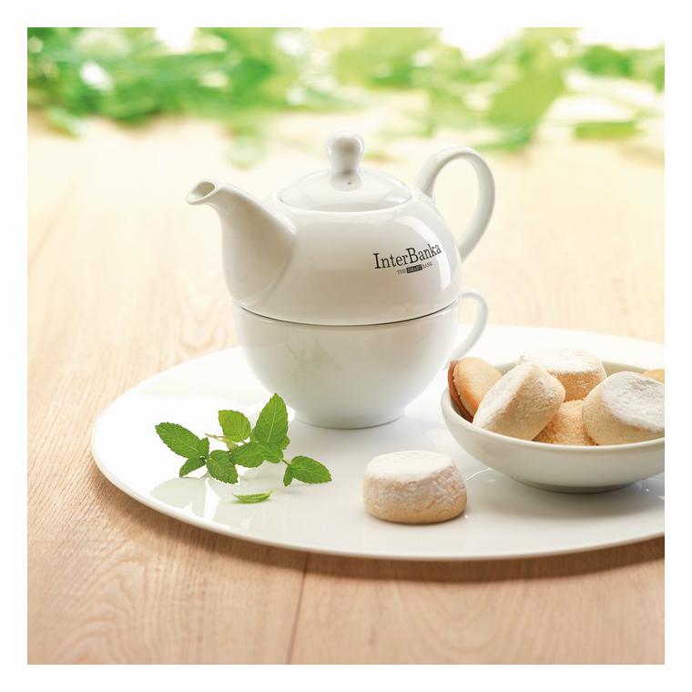 Set ceainic și ceașcă de ceai TEA TIME Alb