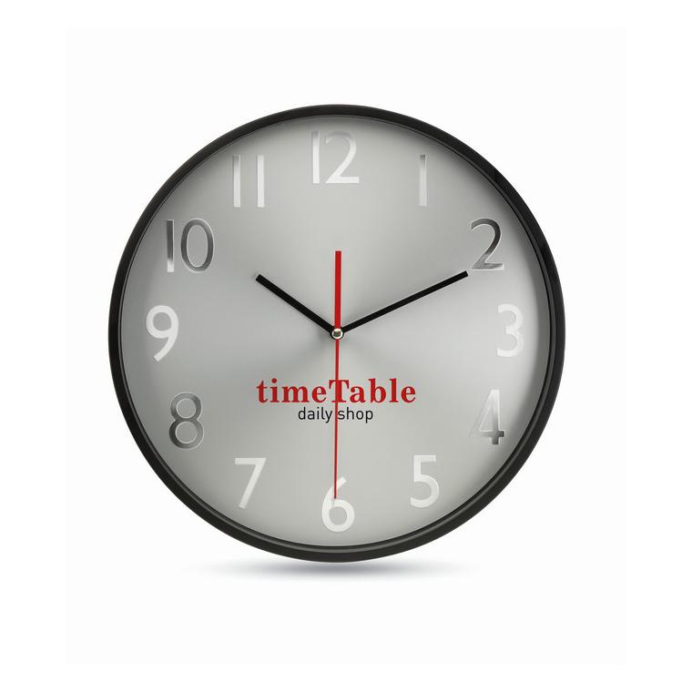 Ceas de perete fundal argintiu RONDO Negru