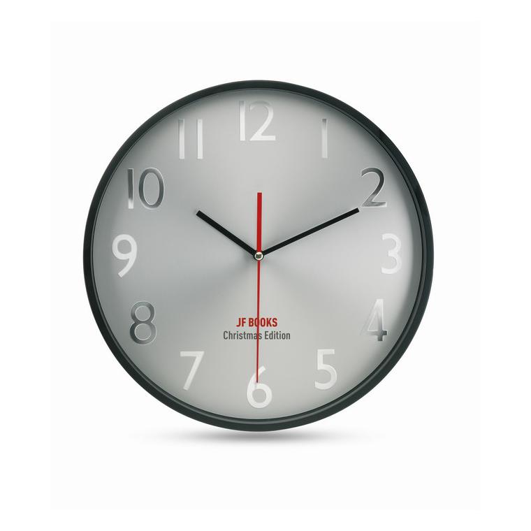 Ceas de perete fundal argintiu RONDO Negru