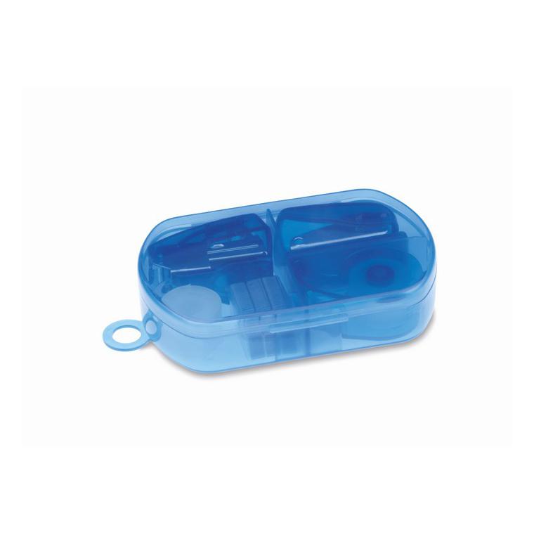 Set papetărie în cutie plastic BUROBOX Albastru transparent