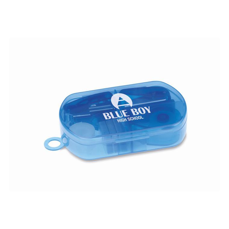 Set papetărie în cutie plastic BUROBOX Albastru transparent
