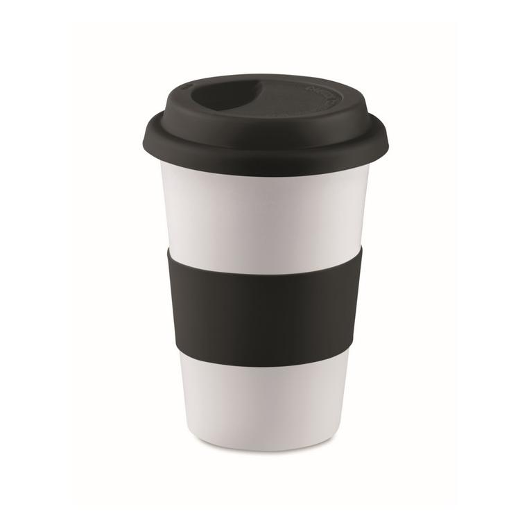 Cană ceramică cu capac, manșon TRIBECA Negru