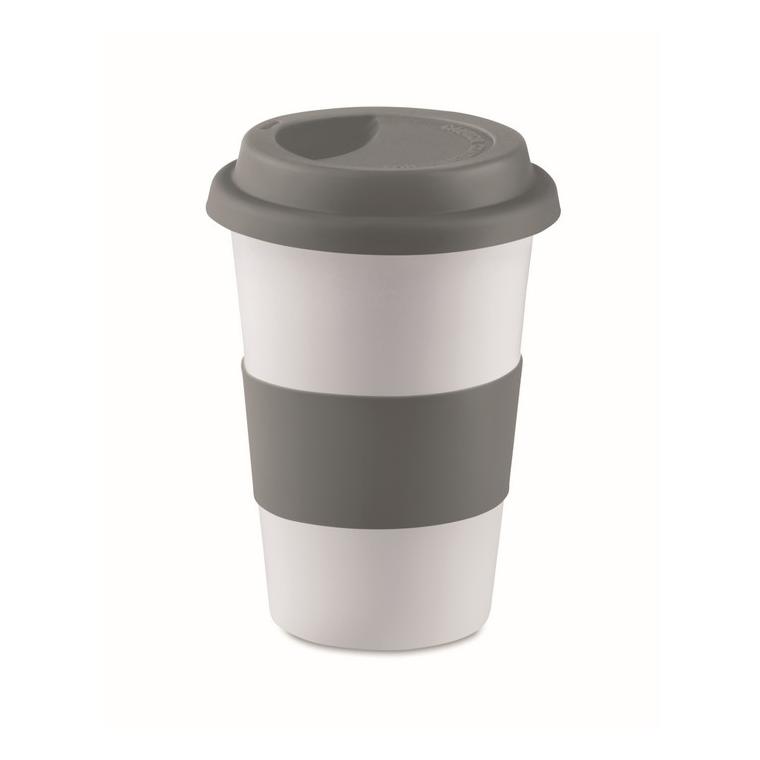 Cană ceramică cu capac, manșon TRIBECA Gri