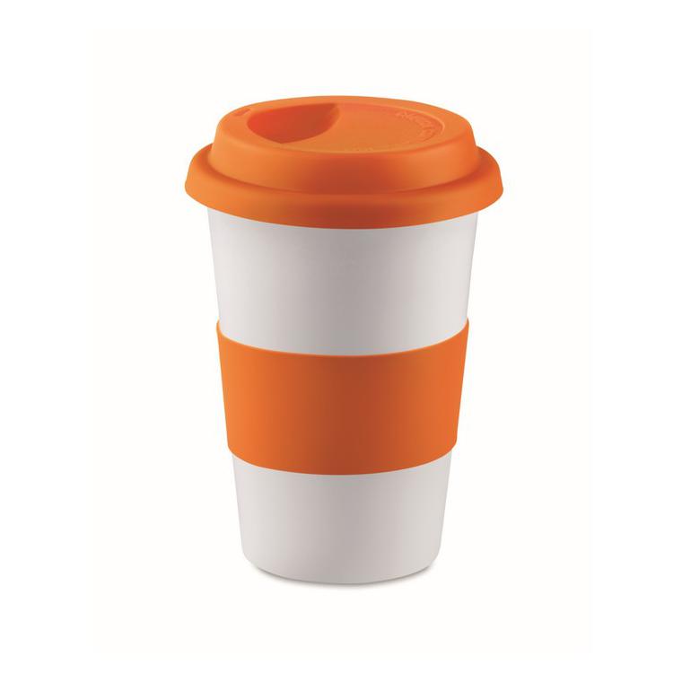 Cană ceramică cu capac, manșon TRIBECA Portocaliu