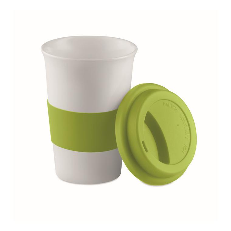 Cană ceramică cu capac, manșon TRIBECA Lime