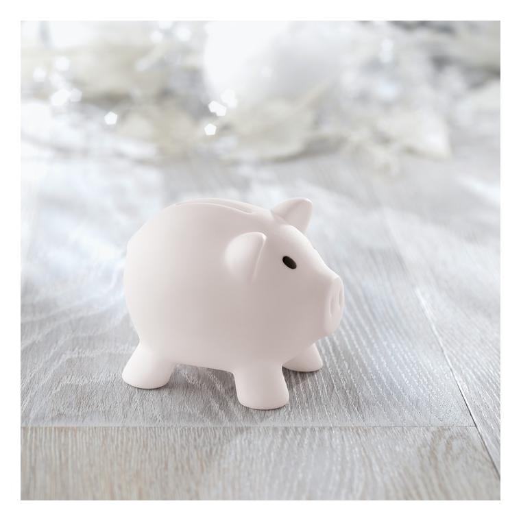 Pușculiță în formă de porcușor SOFTCO Alb