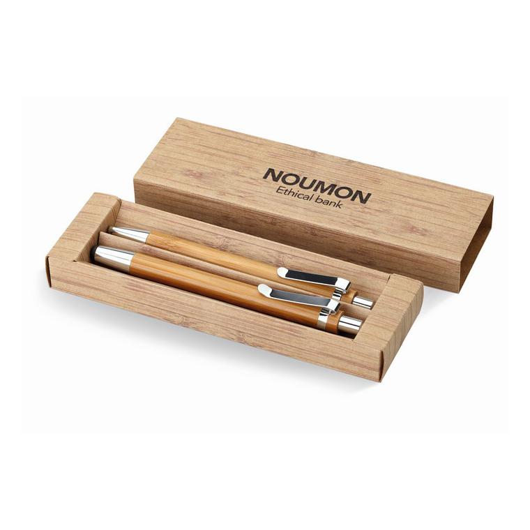 Set din pix și creion bambus BAMBOOSET Natur