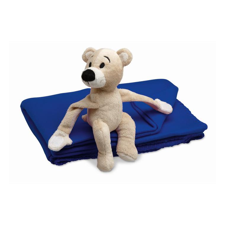 Pătură polar cu ursuleț MANTA Albastru