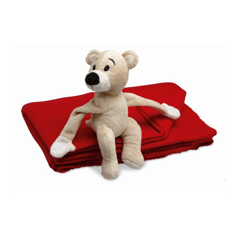 Pătură polar cu ursuleț MANTA Roșu