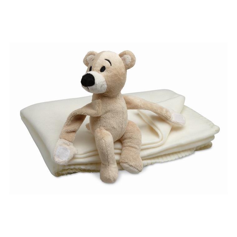 Pătură polar cu ursuleț MANTA Alb