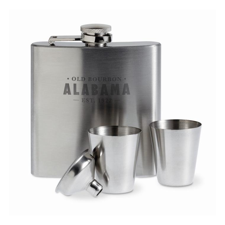 Sticlă de buzunar cu paharele SLIMMY FLASK SET Argintiu mat
