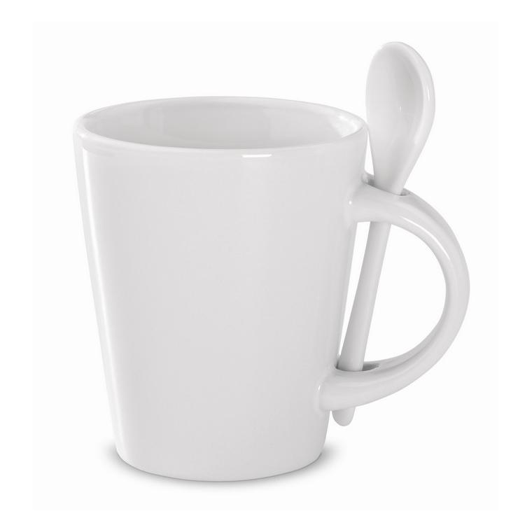 Cană cu linguriţă pentru perso SUBLIMKONIK Alb