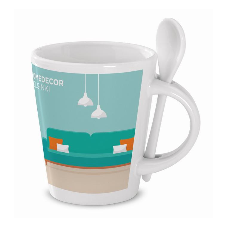 Cană cu linguriţă pentru perso SUBLIMKONIK Alb