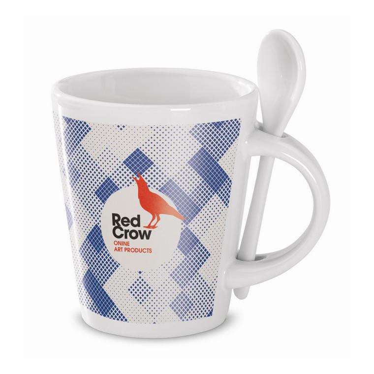 Cană cu linguriţă pentru perso SUBLIMKONIK Alb