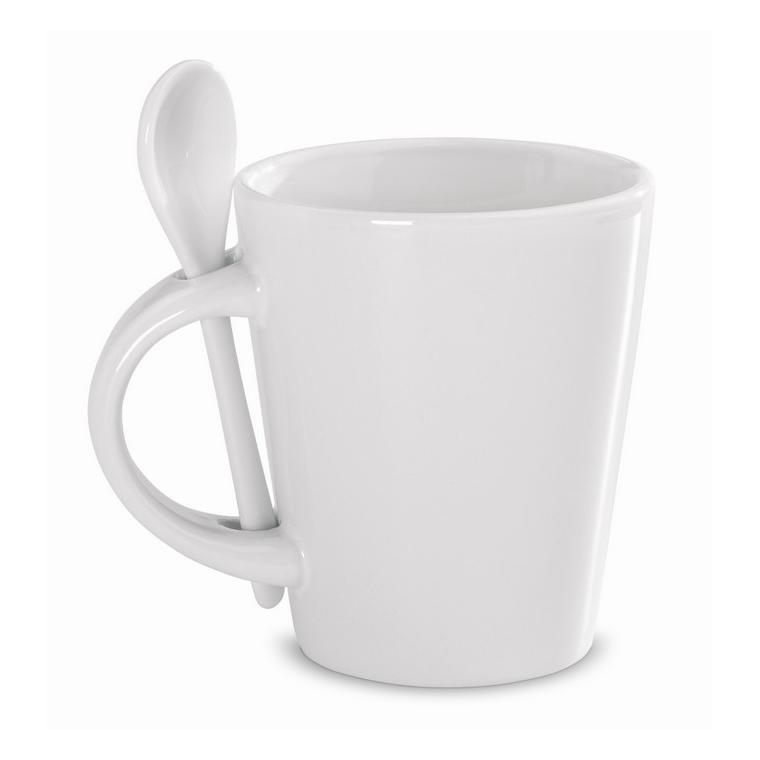 Cană cu linguriţă pentru perso SUBLIMKONIK Alb