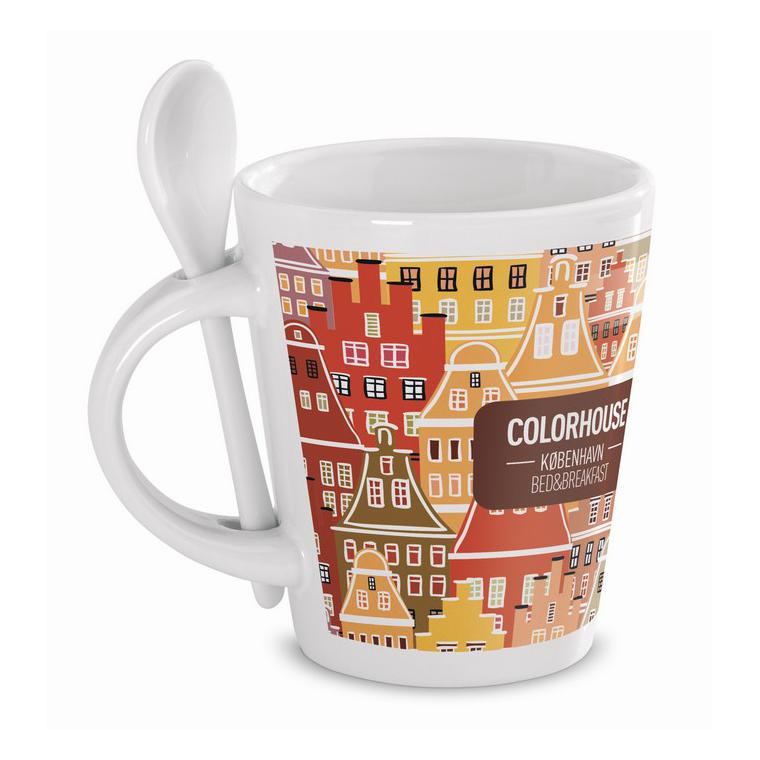 Cană cu linguriţă pentru perso SUBLIMKONIK Alb