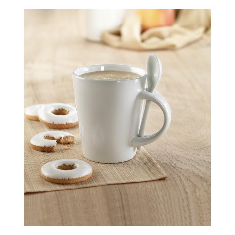 Cană cu linguriţă pentru perso SUBLIMKONIK Alb