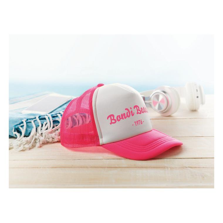 Şapcă din poliester (plasă, în TRUCKER CAP Roz neon