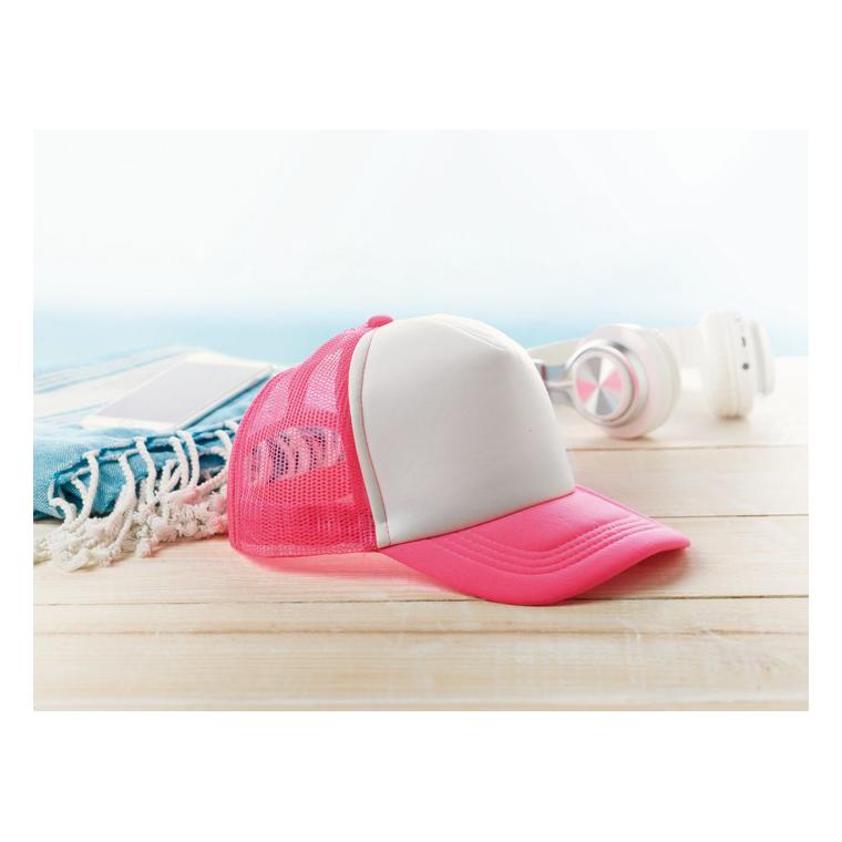 Şapcă din poliester (plasă, în TRUCKER CAP Roz neon