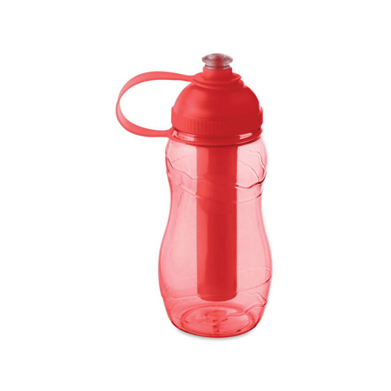 Sticlă de băut 400 ml cu dispozitiv pentru răcire GOO roșu transparent