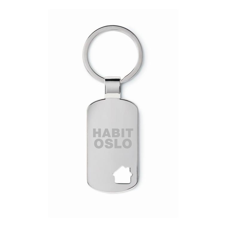 Breloc metalic cu motiv casă HOUSE KEY Argintiu mat