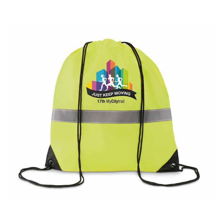 Sac cu cordon și bandă reflect STRIPE Galben neon