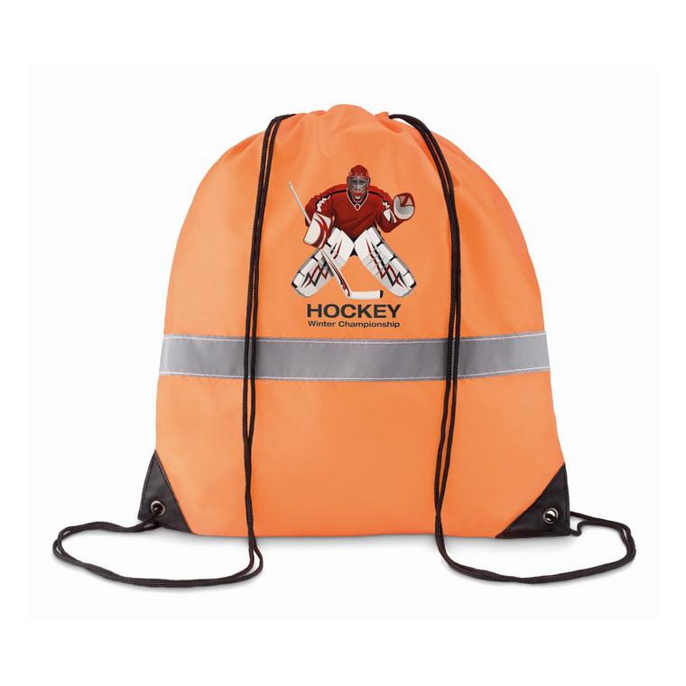 Sac cu cordon și bandă reflect STRIPE Portocaliu neon