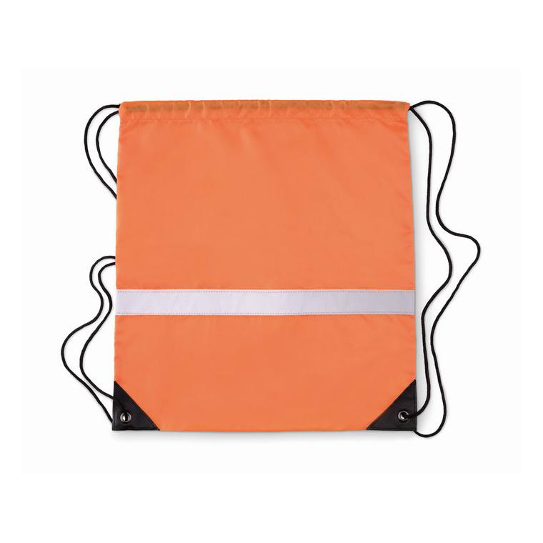 Sac cu cordon și bandă reflect STRIPE Portocaliu neon