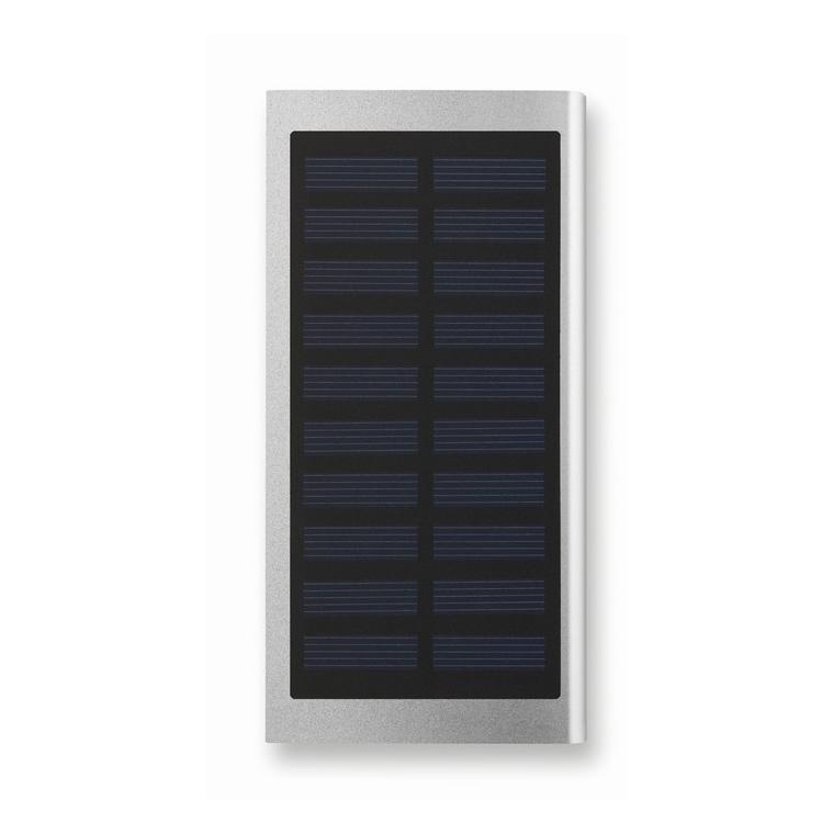Baterie externă solară 8000mAh SOLAR POWERFLAT Argintiu mat