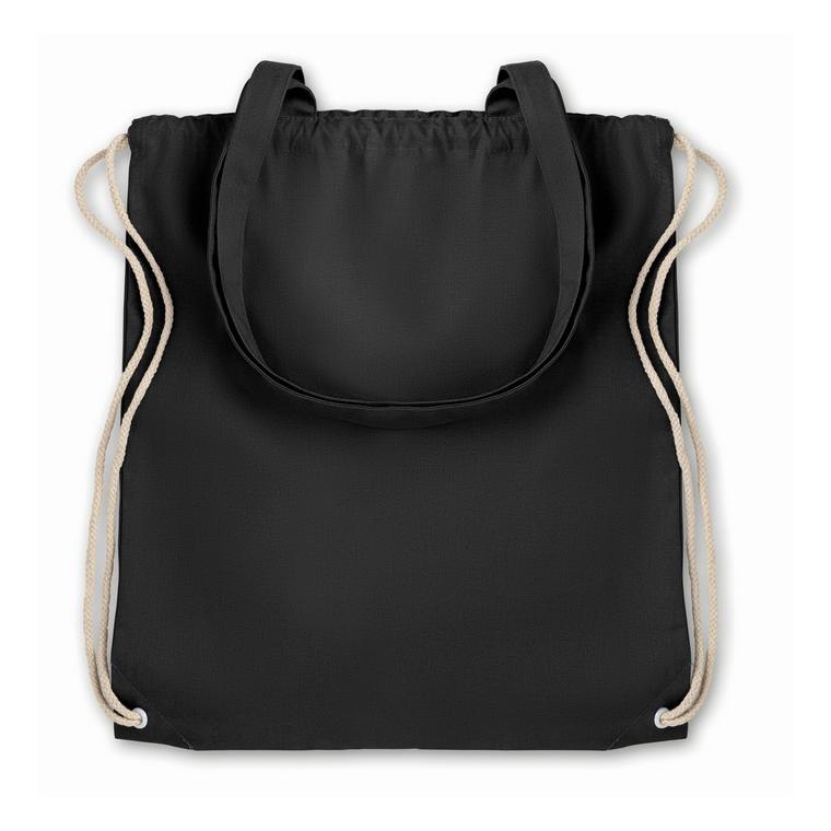 Sacoșă cu cordon și mânere MOIRA Negru