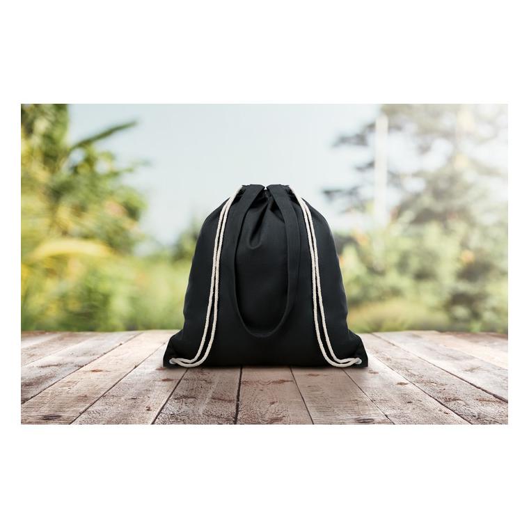 Sacoșă cu cordon și mânere MOIRA Negru