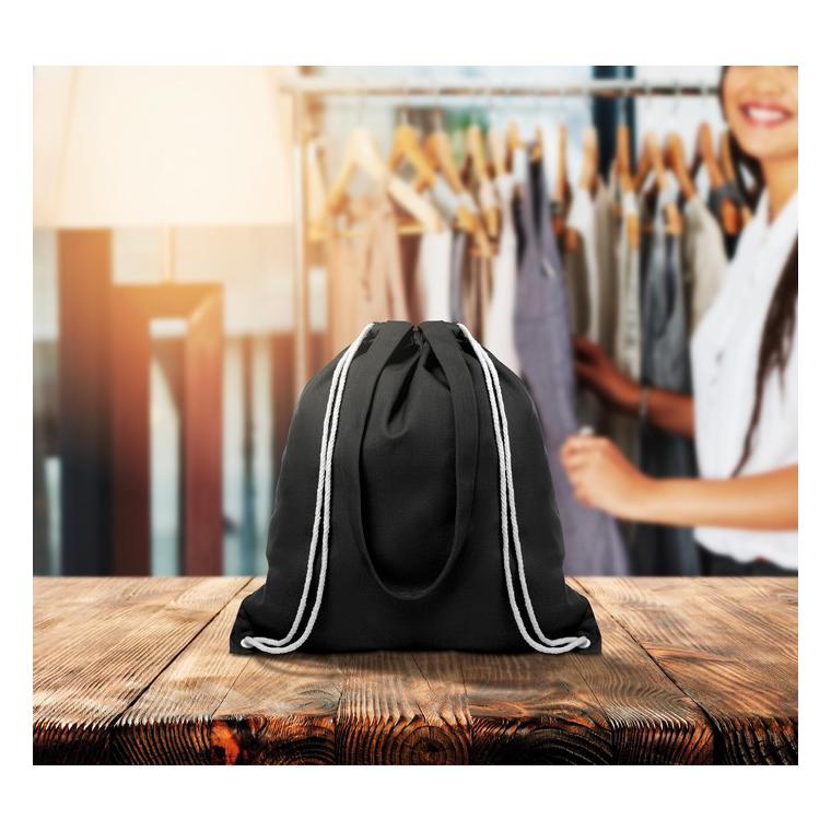 Sacoșă cu cordon și mânere MOIRA Negru