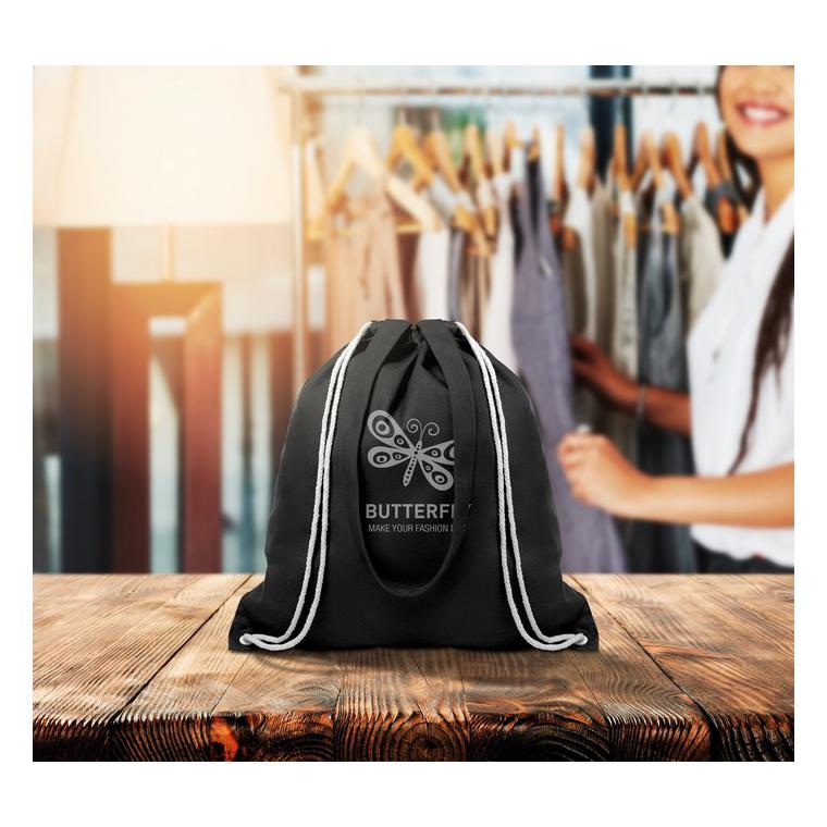 Sacoșă cu cordon și mânere MOIRA Negru