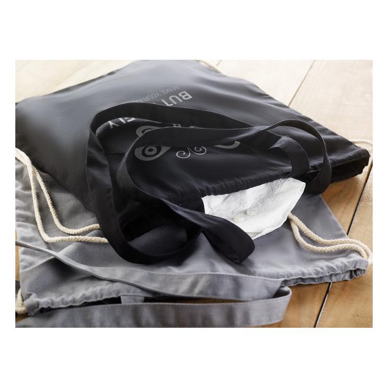 Sacoșă cu cordon și mânere MOIRA Negru