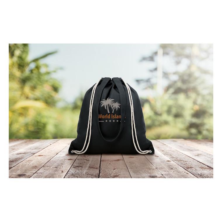 Sacoșă cu cordon și mânere MOIRA Negru