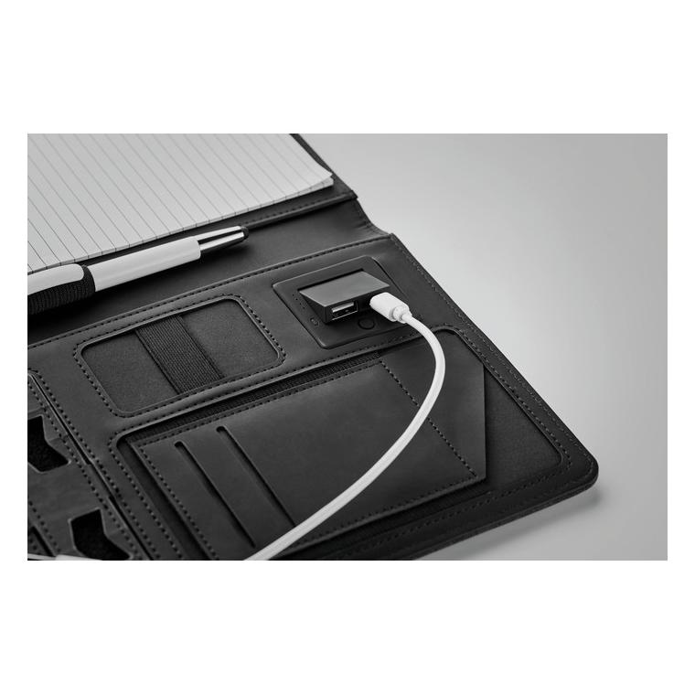 Mapă A5 cu baterie 4000 MAH POWERNOTY Negru