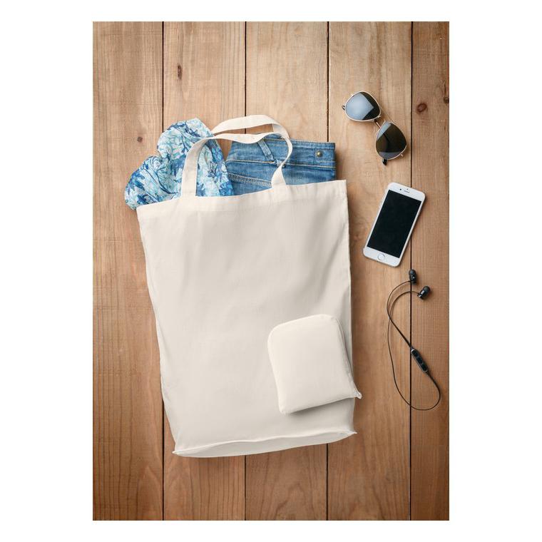 Sacoșă pliabilă din bumbac FOLDY COTTON Alb