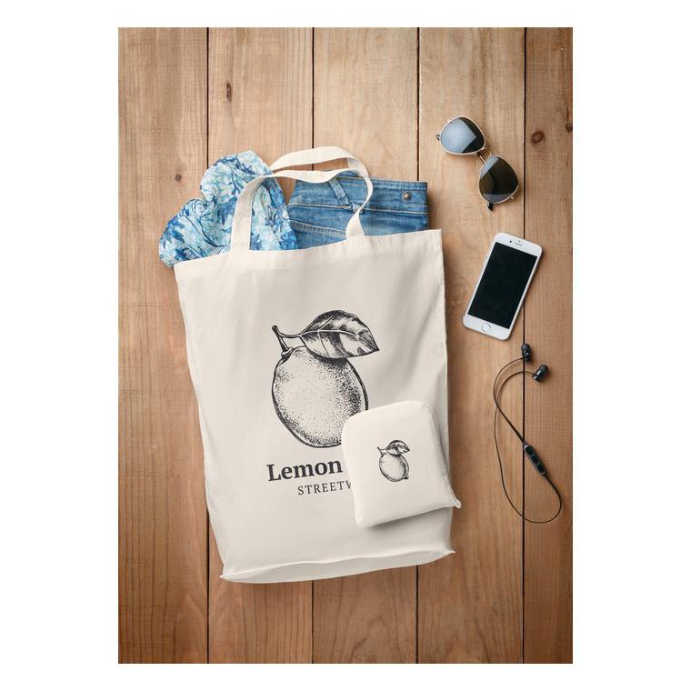 Sacoșă pliabilă din bumbac FOLDY COTTON Alb