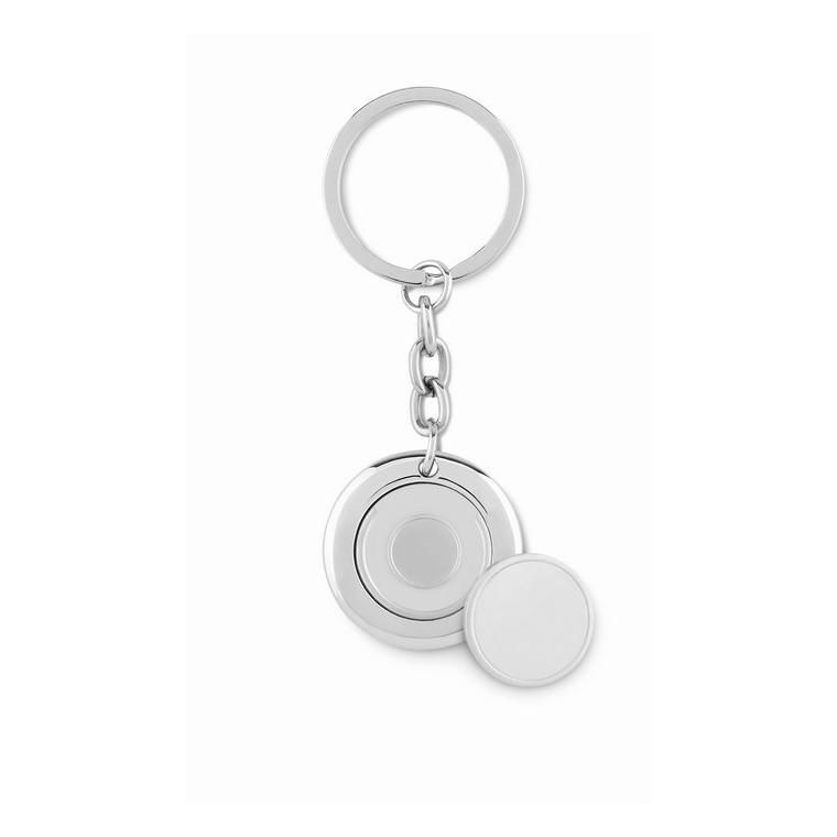 Breloc rotund cu fisă FLAT RING Argintiu lucios