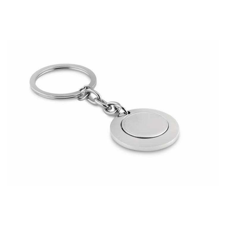 Breloc rotund cu fisă FLAT RING Argintiu lucios